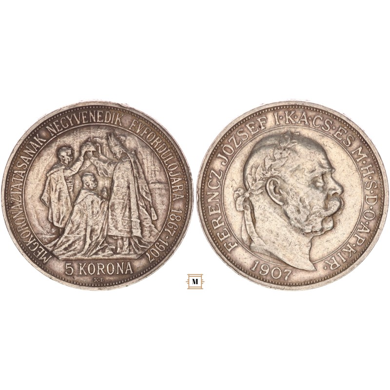 Ferenc József 5 korona 1907 KB Jubileum