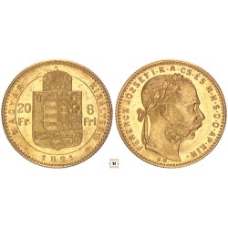 Ferenc József 20 frank 8 forint 1891 KB