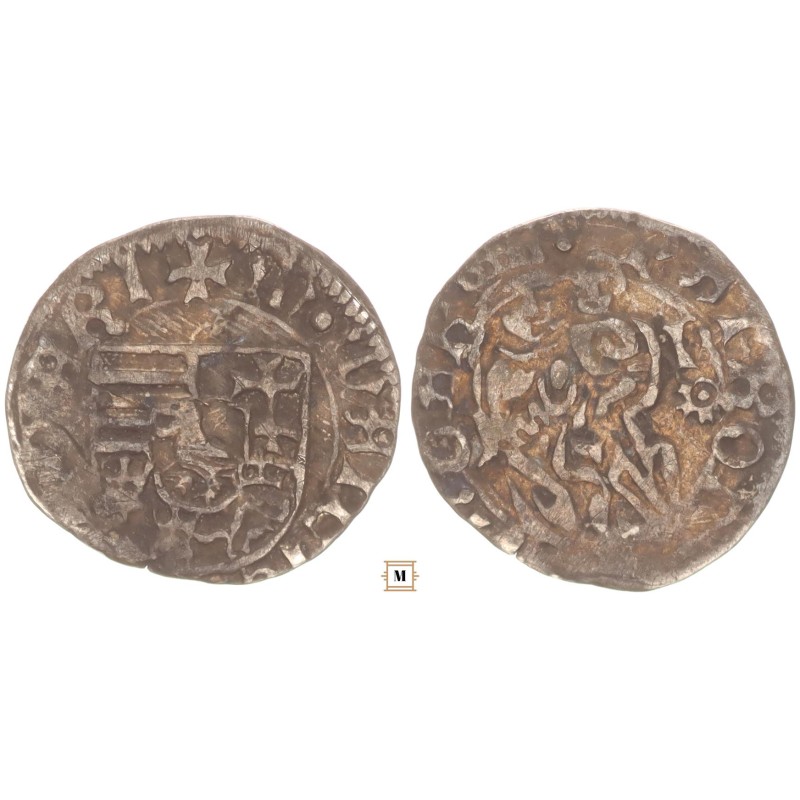 I. Mátyás 1458-90 denár K-P rozetta ÉH 565