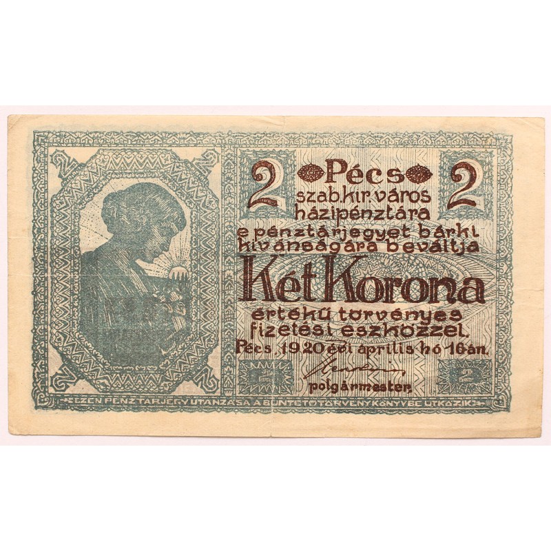 Pécs 2 korona 1920