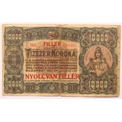 10000 korona 80 fillér 1923 Nyomdahely nélkül