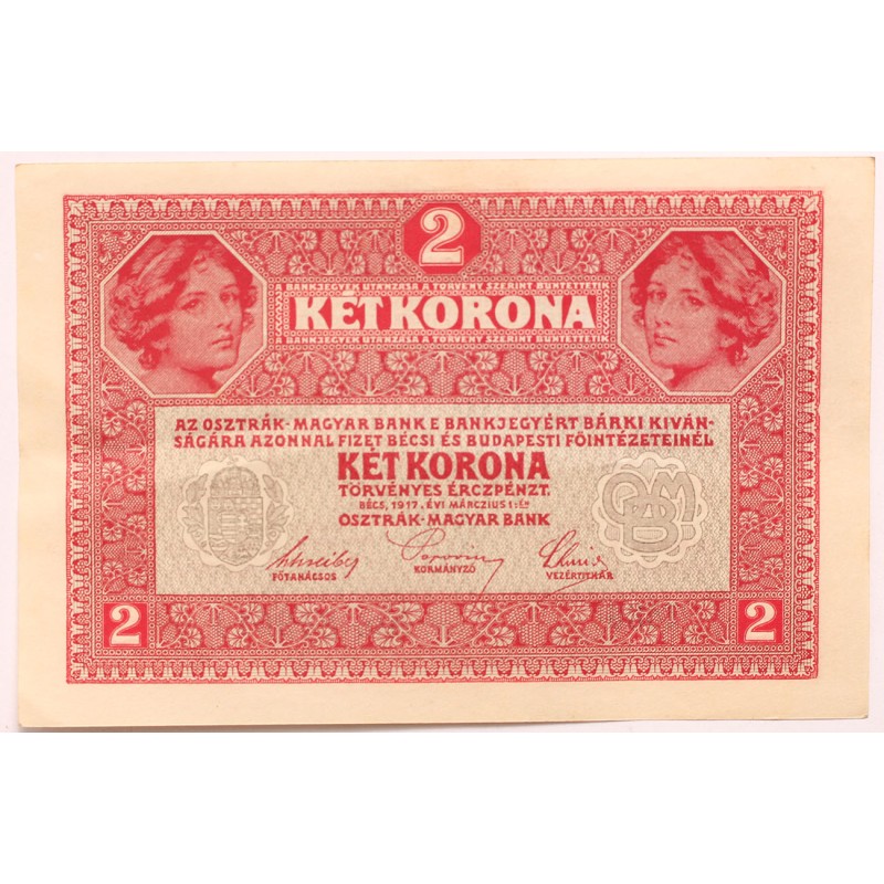 2 korona 1917 4 számjegyű sorszám