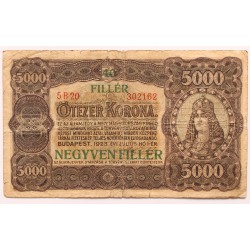 5000 korona 40 fillér 1923 Nyomdahely nélkül