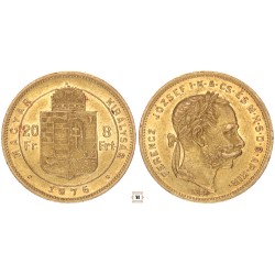 Ferenc József 20 frank 8 forint 1876 KB