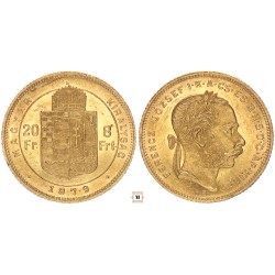 Ferenc József 20 frank 8 forint 1879 KB