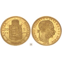 Ferenc József 20 frank 8 forint 1884 KB