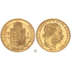 Ferenc József 20 frank 8 forint 1884 KB