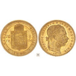 Ferenc József 20 frank 8 forint 1885 KB