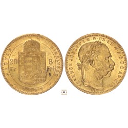Ferenc József 20 frank 8 forint 1887 KB
