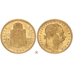 Ferenc József 20 frank 8 forint 1889 KB