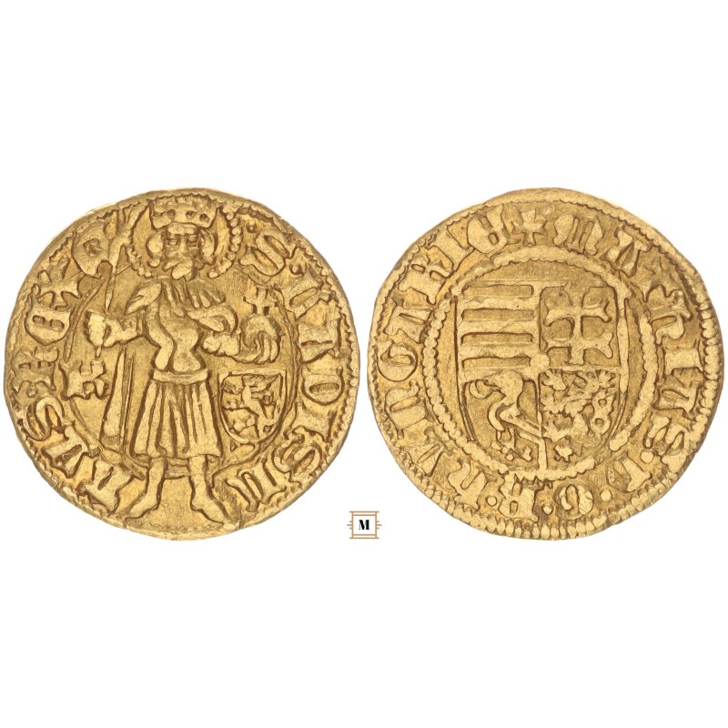 Hunyadi Mátyás aranyforint 1461-1462 AK36/4 R!