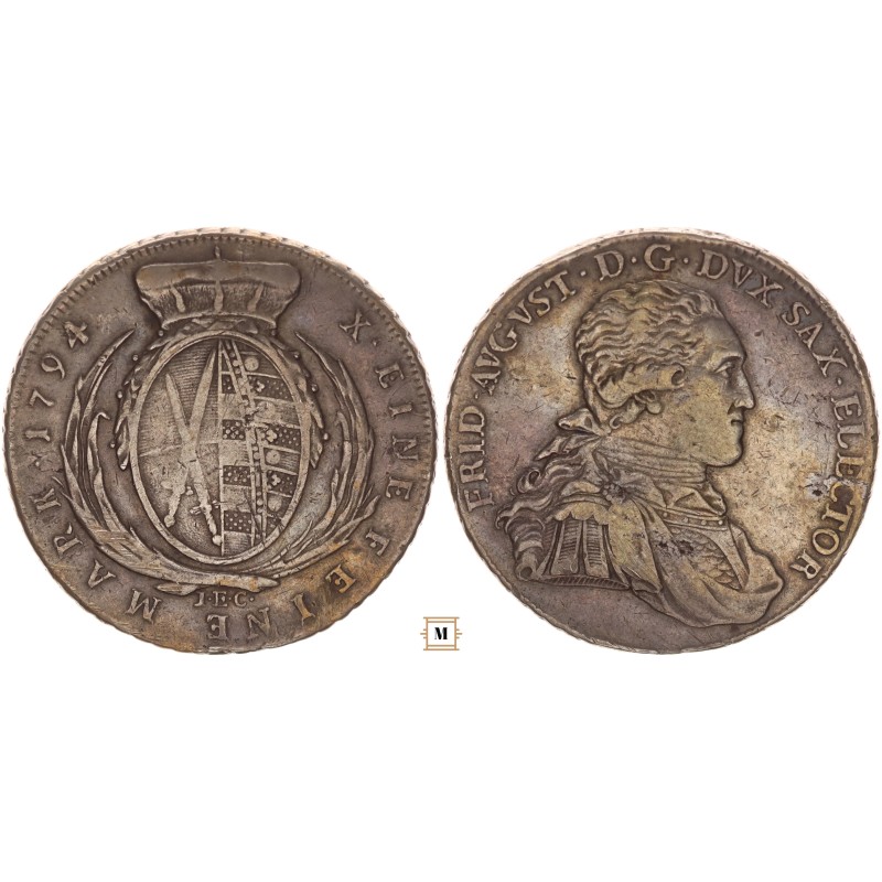 Szászország III. Frigyes Ágost tallér 1794 IEC Drezda