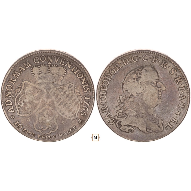 Pfalz, Károly Tivadar tallér 1765 AS Mannheim