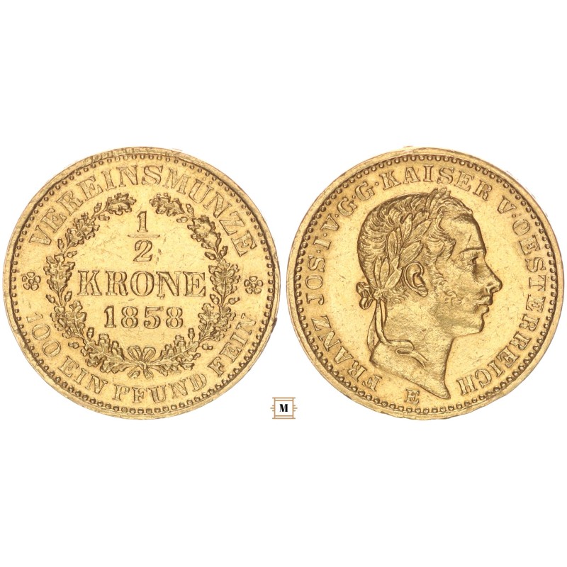Ferenc József 1/2 korona 1858 E - Gyulafehérvár, R!