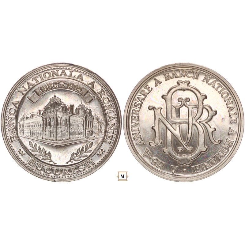 115 éves a Román Nemzeti Bank ezüstérem 1995