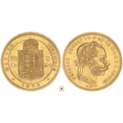 Ferenc József 20 frank 8 forint 1875 KB