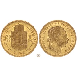 Ferenc József 20 frank 8 forint 1872 KB