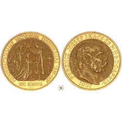 Ferenc József 100 korona 1907 KB Koronázás 40. évfordulójára