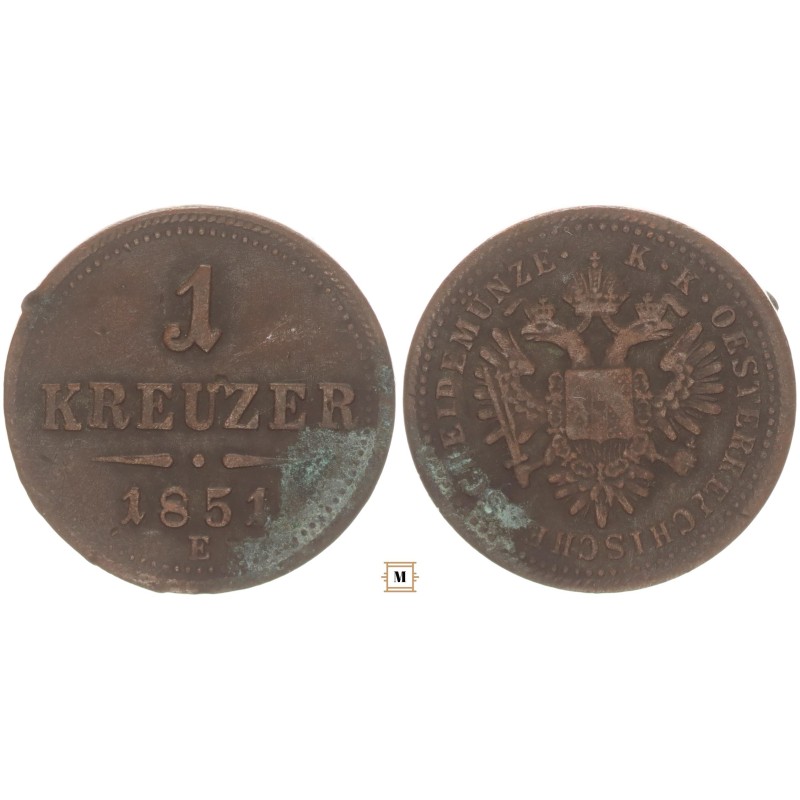 Ferenc József 1 krajcár 1851 E