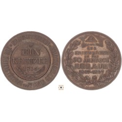 Ferenc József Wiener Kreuzerverein 50. évford. bronz érem 1847-1897