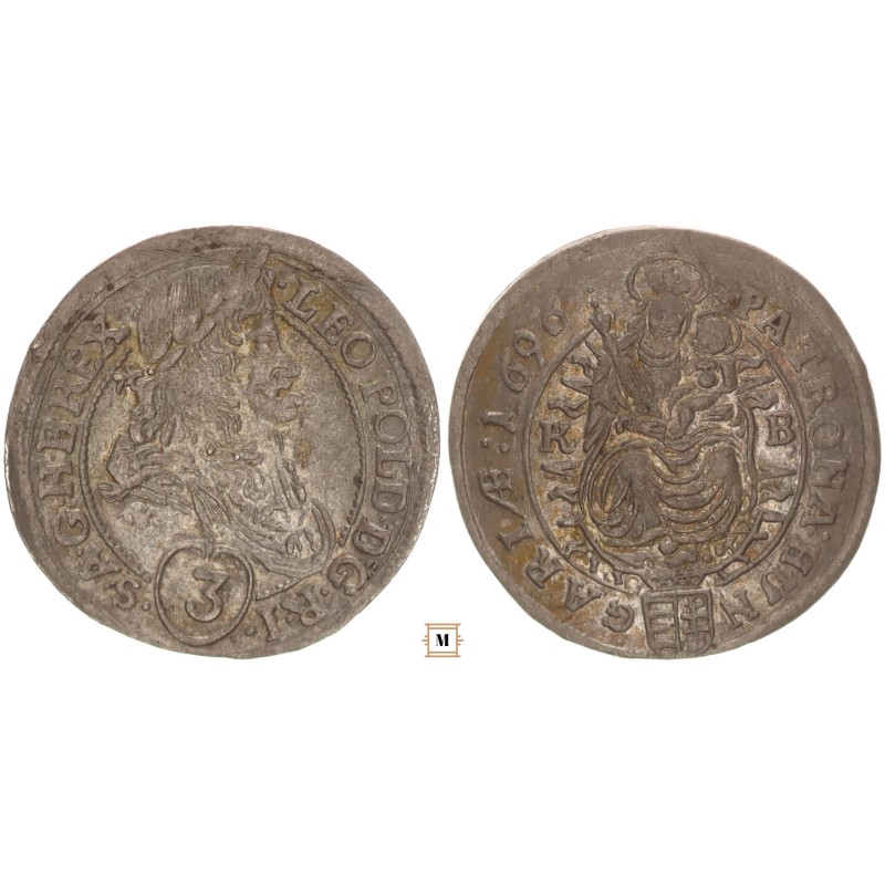 I. Lipót 3 krajcár 1696 KB