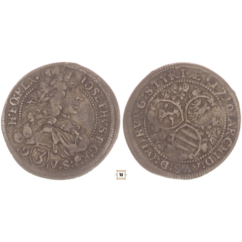I. József 3 krajcár 1710 Graz