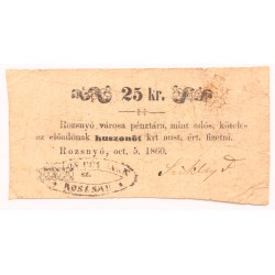 Rozsnyó 25 krajcár 1860