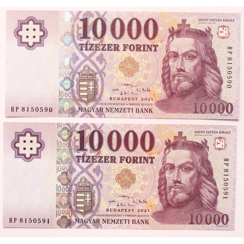 10000 forint 2021 HP sorozat 2db sorszámkövető