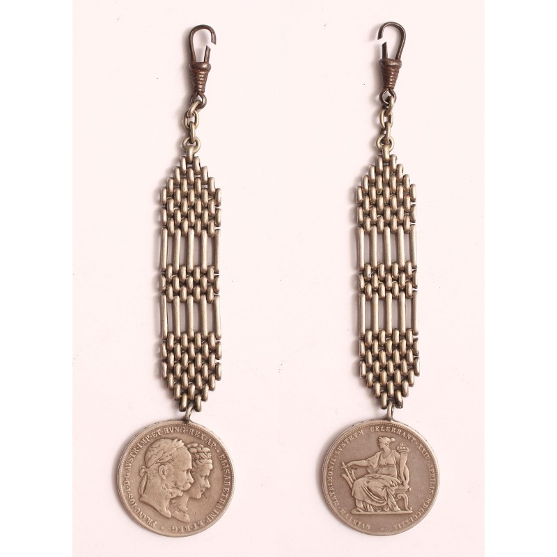 Tiszti lánc rajta FJ 2 gulden ezüstlakodalom 1879