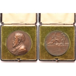 Szilágyi Sándor történész 70 éves bronzérem. 1897. A. Scharff, dobozban