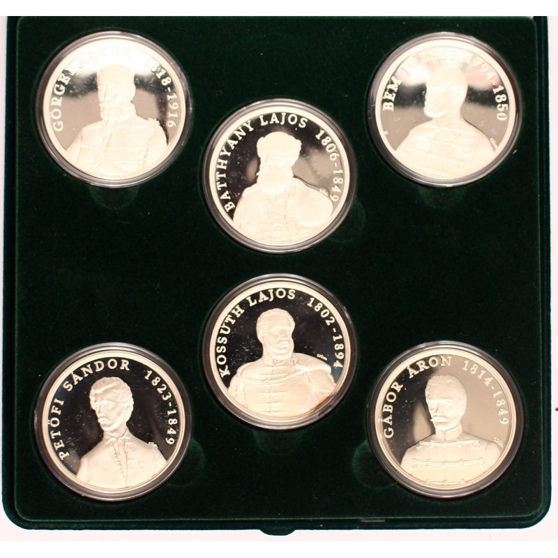 1848-as magyar forradalom nagyjai éremsorozat 6 x 1 uncia Ag