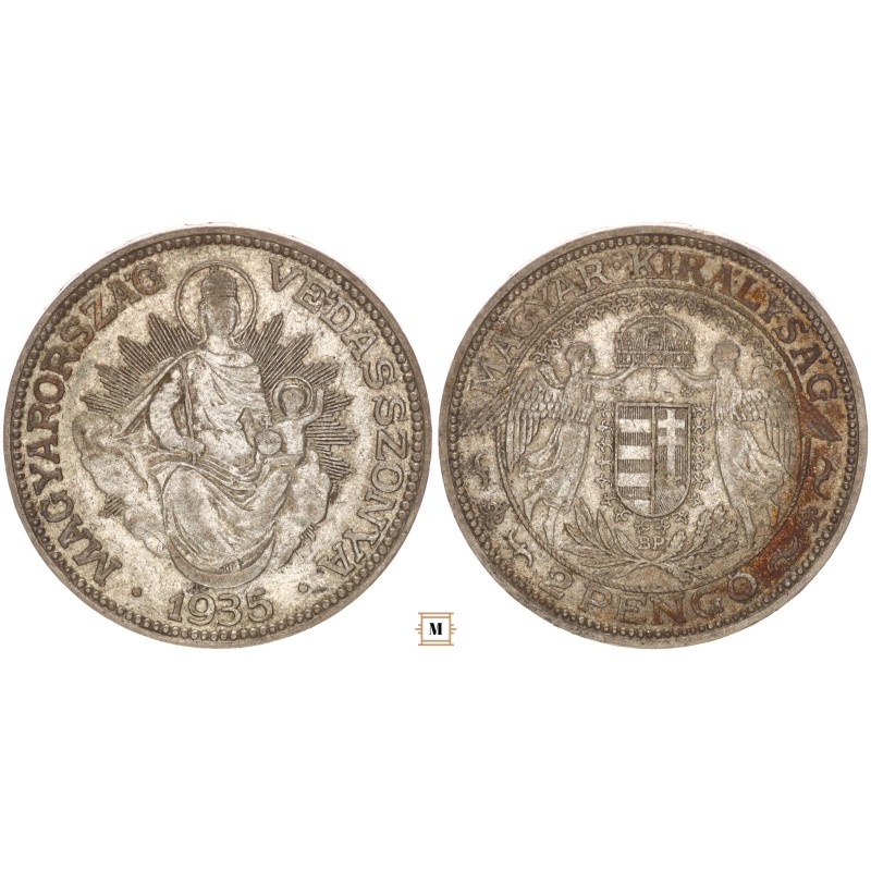 Magyar Királyság 2 pengő 1935 BP R!
