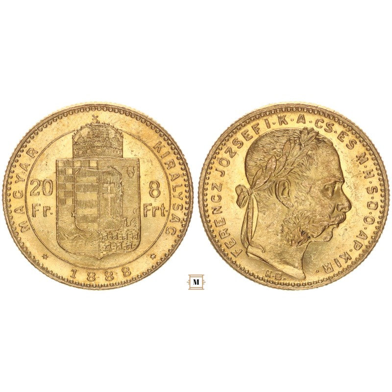 20 frank 8 forint 1888 KB