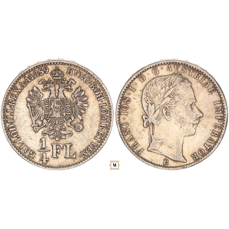 Ferenc József 1/4 florin 1859 B