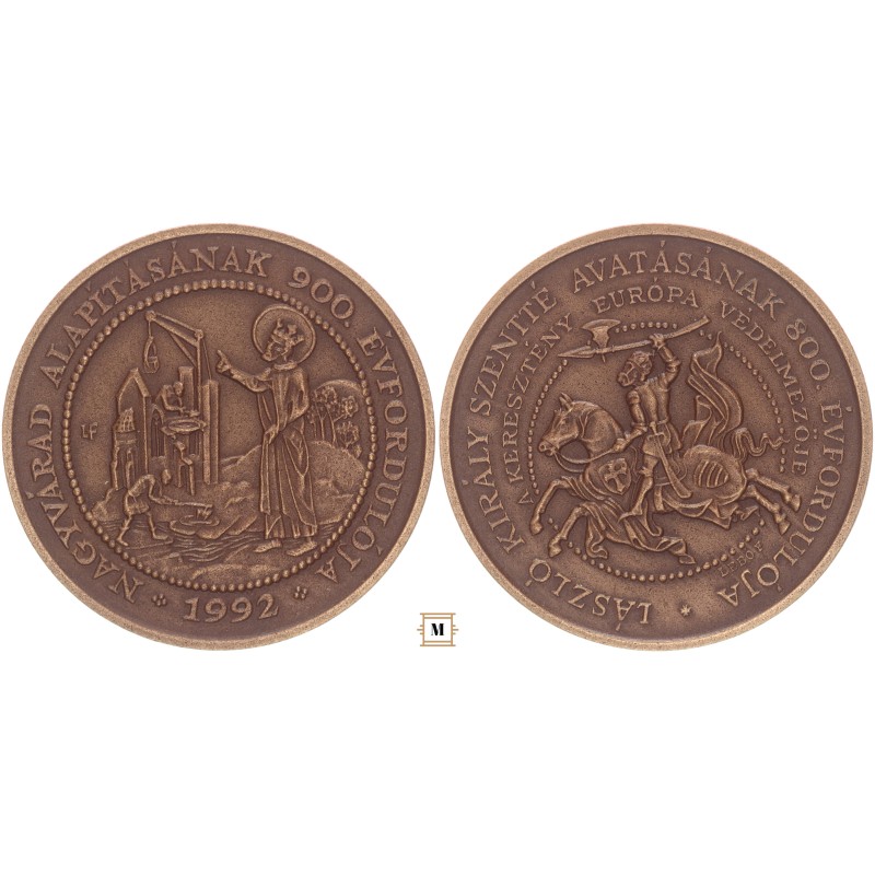 Szent László Nagyvárad alapítása bronz érem 1992, Lebó Ferenc