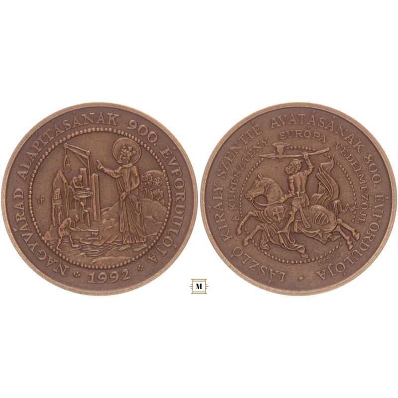 Szent László Nagyvárad alapítása bronz érem 1992, Lebó Ferenc