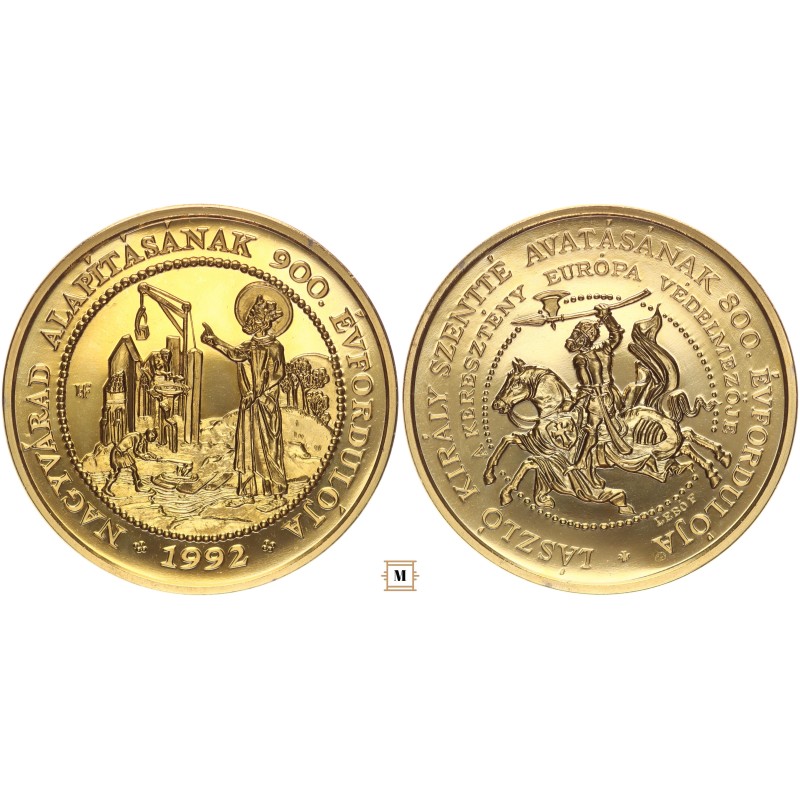 Szent László Nagyvárad alapítása aranyozott érem 1992, Lebó Ferenc