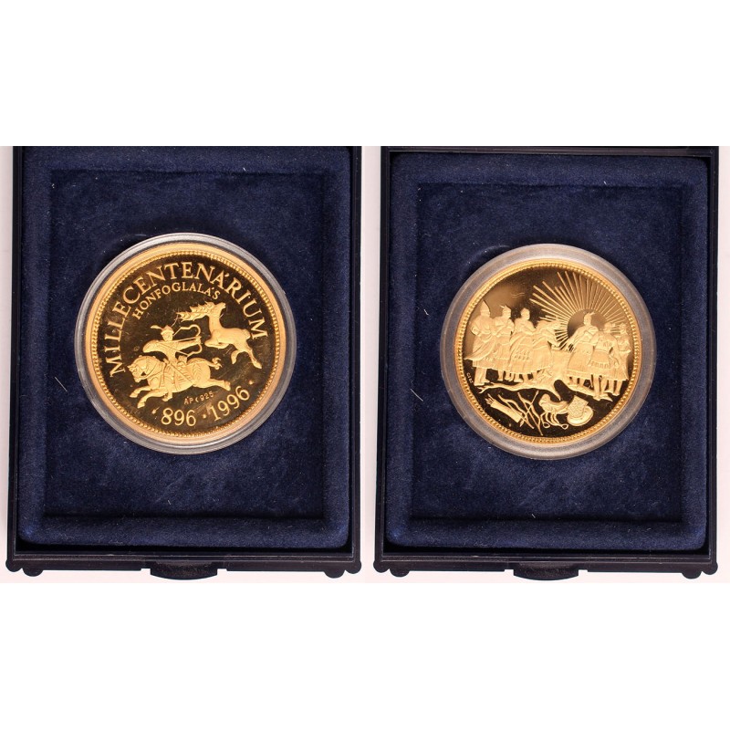 Millecentenárium 896-1996 aranyozott ezüstérem