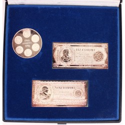 50 éves a forint színezüst bankjegy-leveret és érem szett - 1946-os forint mintájára