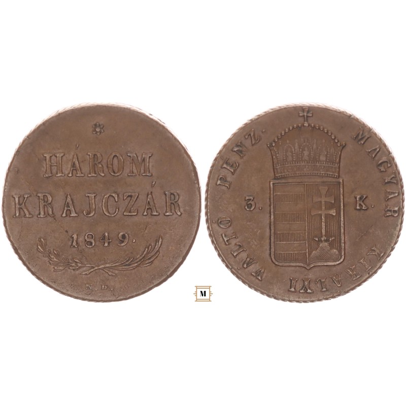 Szabadságharc 3 krajcár 1849 NB