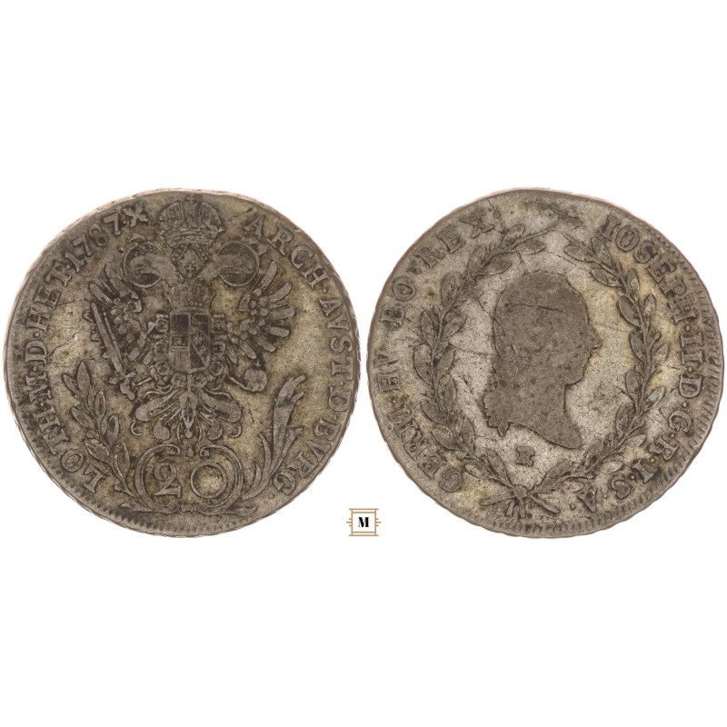 II. József 20 krajcár 1787 E Gyulafehérvár