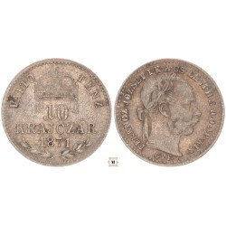 Ferenc József 10 krajcár 1871 GyF Váltó Pénz