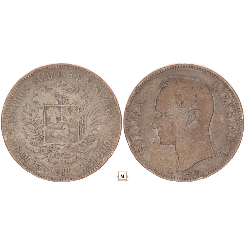 Venezuela 5 bolivares 1911