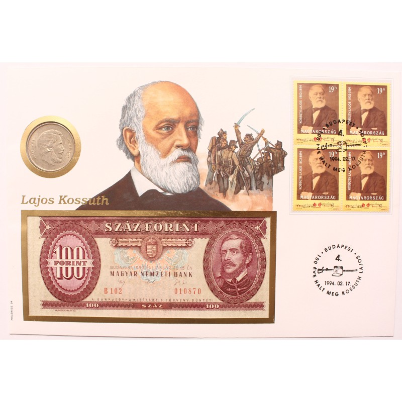 100 forint 1992 + 5 Ft 1947 - Kossuth Lajos szett