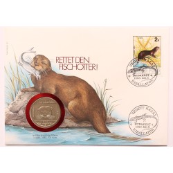 100 Ft 1985 érmés boríték - Természetvédelem: Vidra