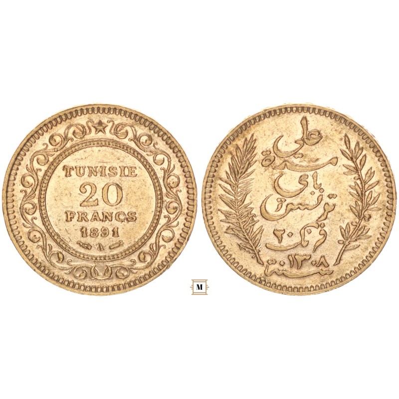 Tunézia 20 francs 1891