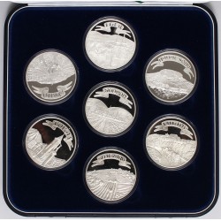 Magyar borvidékek éremszett 7db ezüstérem dobozában