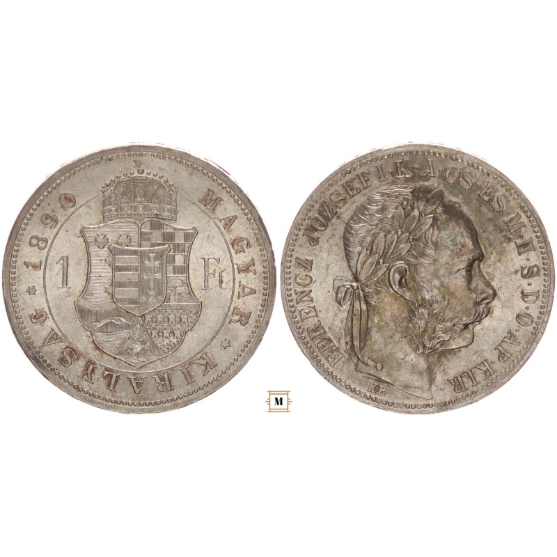 Ferenc József 1 forint 1890 KB Fiume