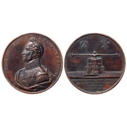 August Longin von Lobkowitz - Pénzverés és Bányászat igazgatása bronz érem 1840