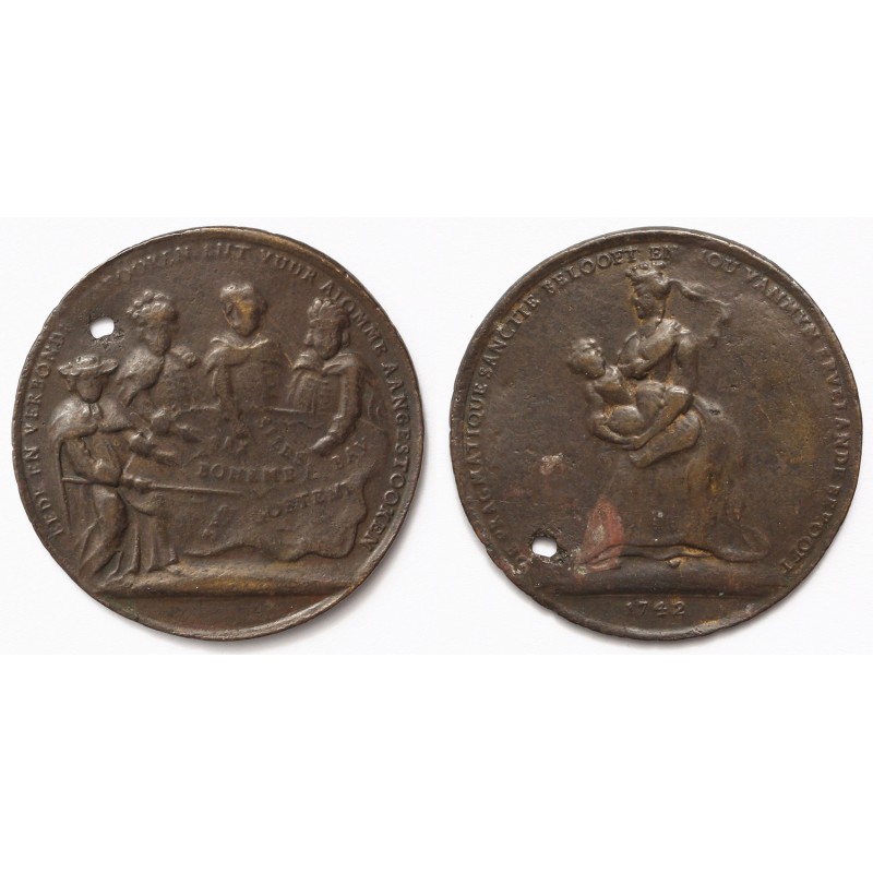 Osztrák Németalföld Mária Terézia pragmatica sanctio gúnyérem 1742